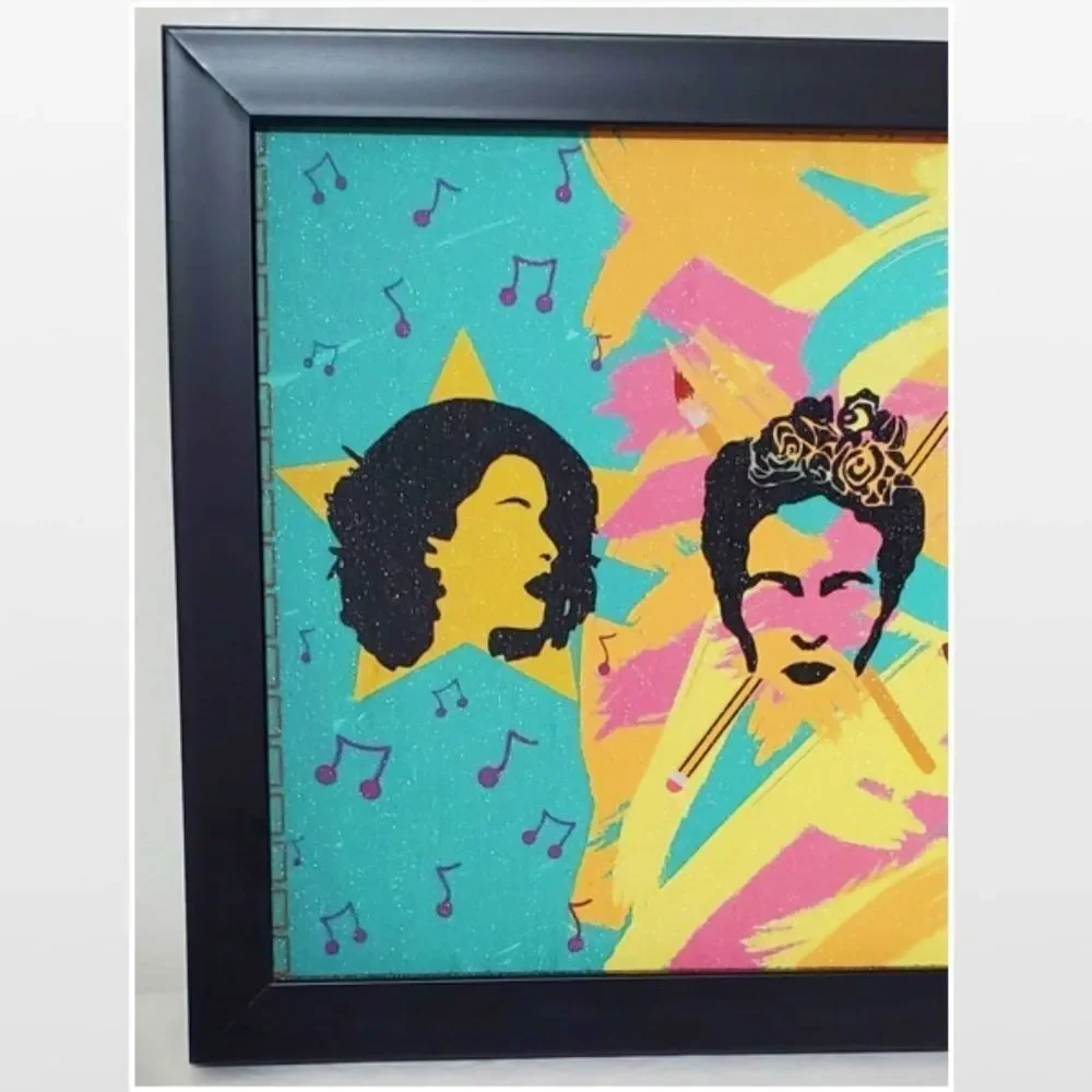 New Wall Art Picture Hispanic Females Bold Multi Colored Framed Women NWT